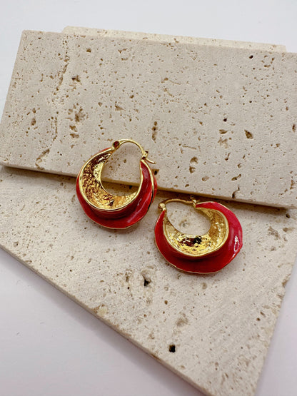 Emma Pick 18K Gold Plated Enamel Hoop Earrings