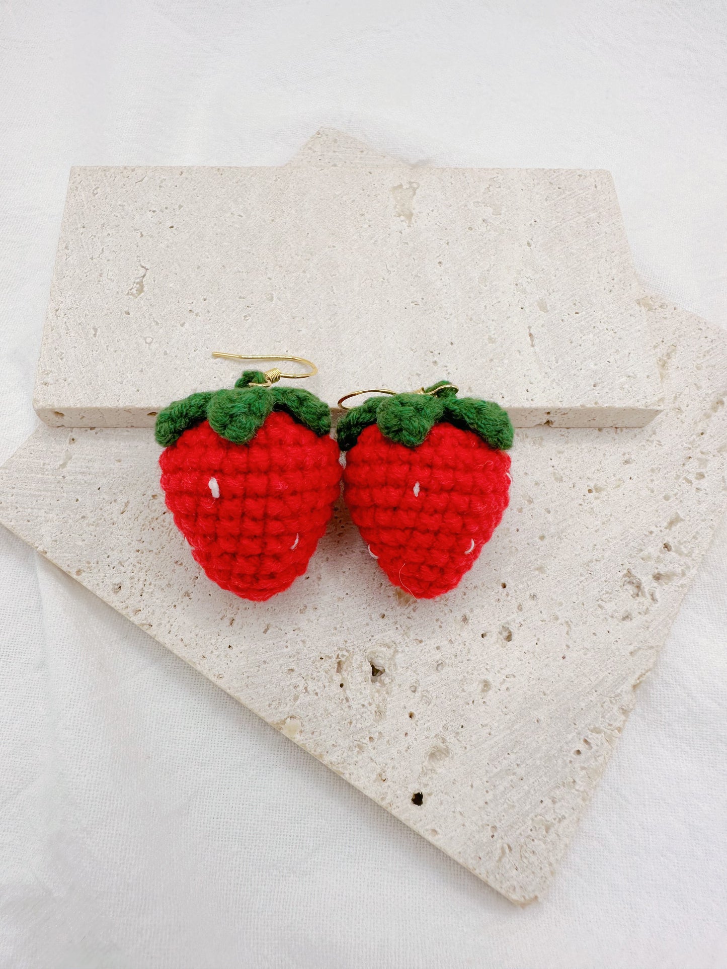 Emma Original Crocheted Strawberry Drop Earrings