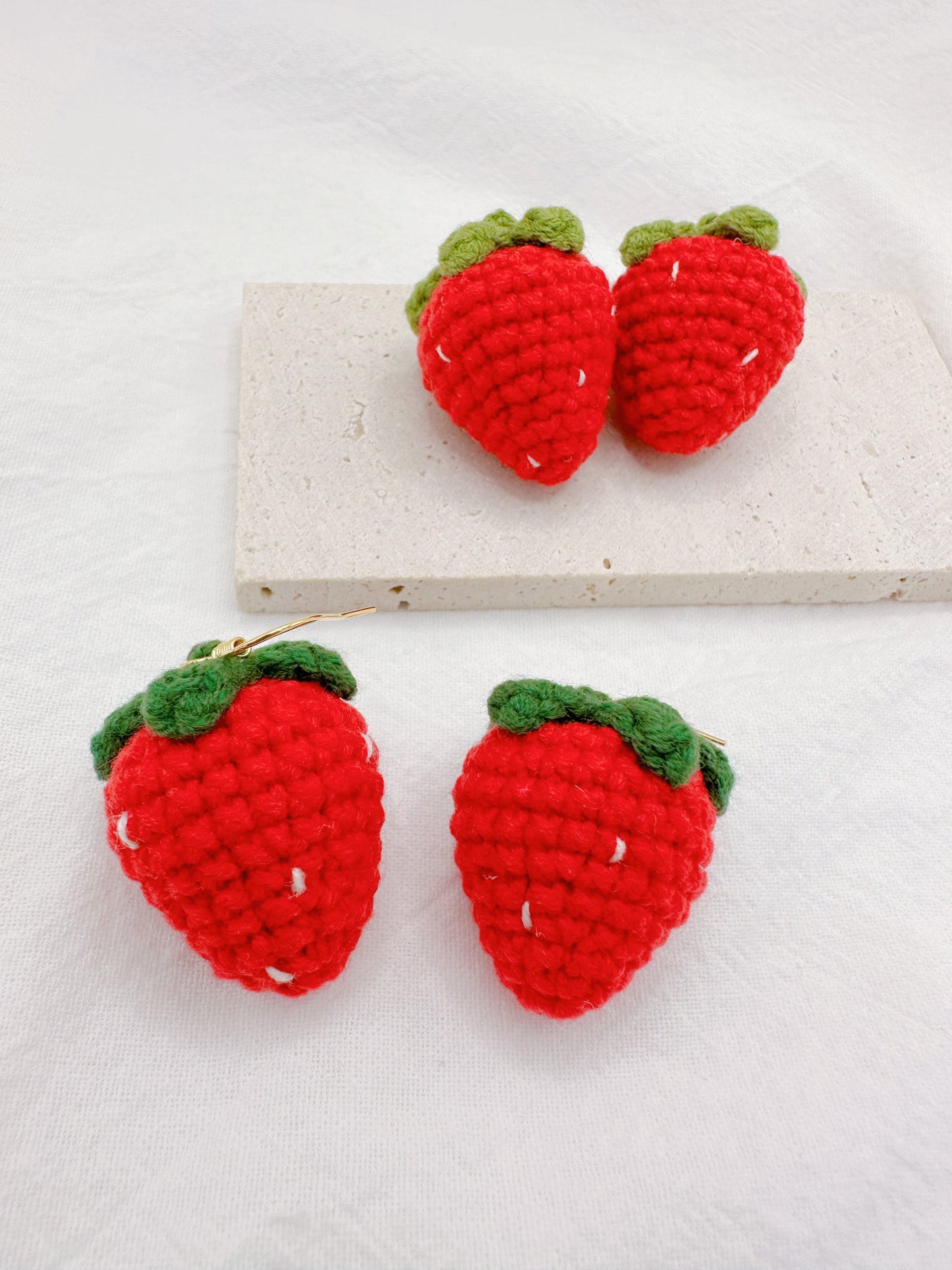 Emma Original Crocheted Strawberry Drop Earrings