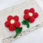 Emma Original Crocheted Red Flower Drop Earrings