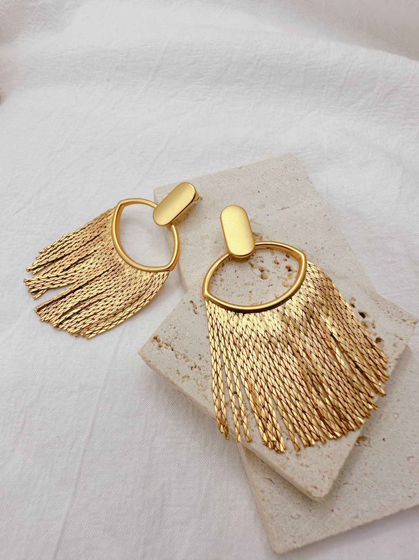 Emma Pick Vintage 18K Gold Plated Fringe Earrings